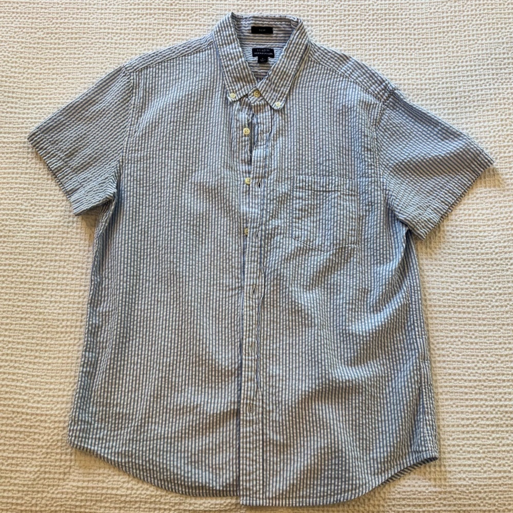 J Crew Seersucker Button Down Short Sleeve
